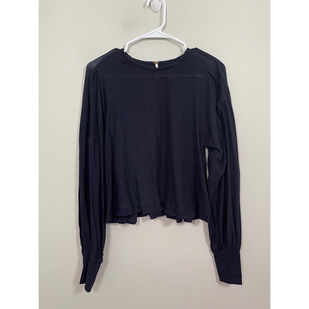 Free People Reverse Pleat Balloon‎ Sleeve Tee Size Small Casual Essential Boho